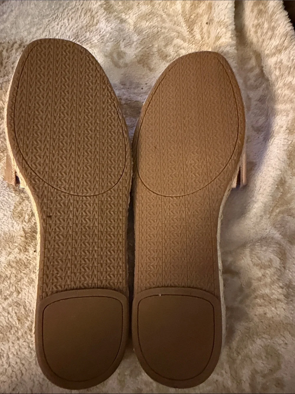 Michael Kors Metallic Rose Gold Leather Espadrille Slide Sandals Size 10